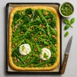 Groene Plaatpizza met Bimi, Burrata en Walnoten