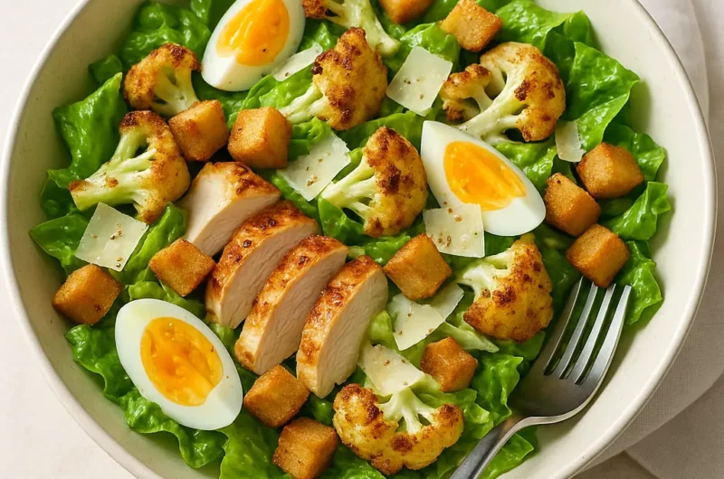 Caesarsalade met Geroosterde Bloemkool en Malse Kip